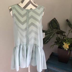 NWT Frenchi Seafoam Baby Doll Button Front Tank M